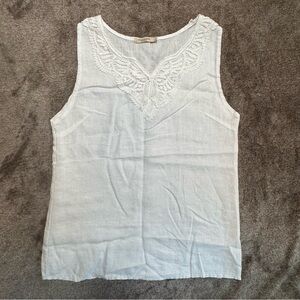 Chic Viola Borghi Linen White Lace Women's Tank Top